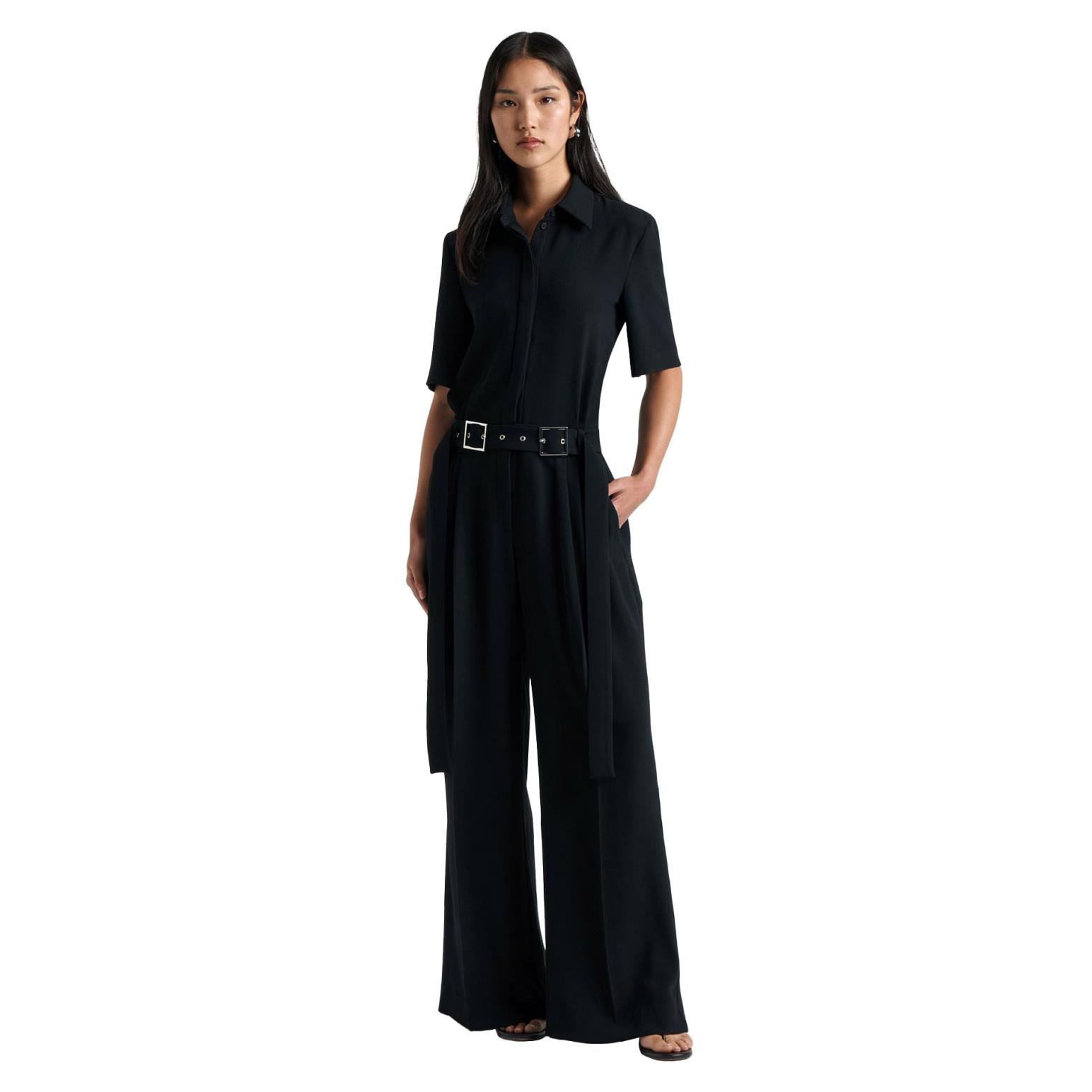 Cue Double Buckle Belted Jumpsuit